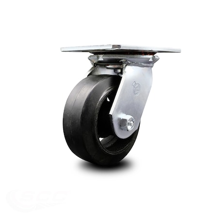 5 Inch Heavy Duty Top Plate Rubber On Steel Swivel Caster With Roller Bearing